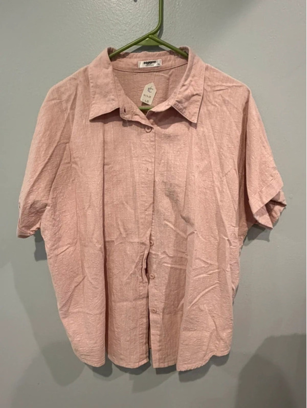 Zeagoo Pale pinkShort Sleeve Button Down Shirt Size XL